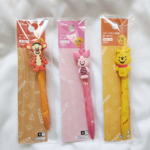 Daiso Office New Daiso Disney Winnie The Pooh Black Ballpoint Pens Set Of 3 Poshmark